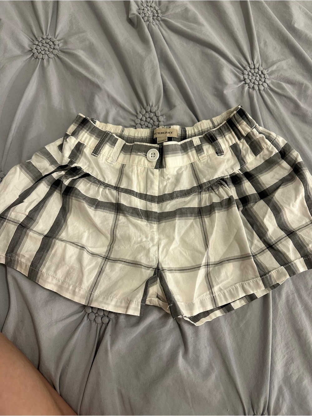Burberry Black and White Plaid High-Waist Kids Shorts